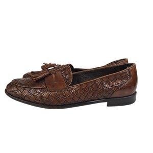 Cole Haan Bragano Brown Woven Leather Loafers W/Tassels Men's Size 11